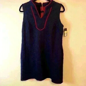 Crown and Ivy Navy Blue and Orange Midi Dress Medium